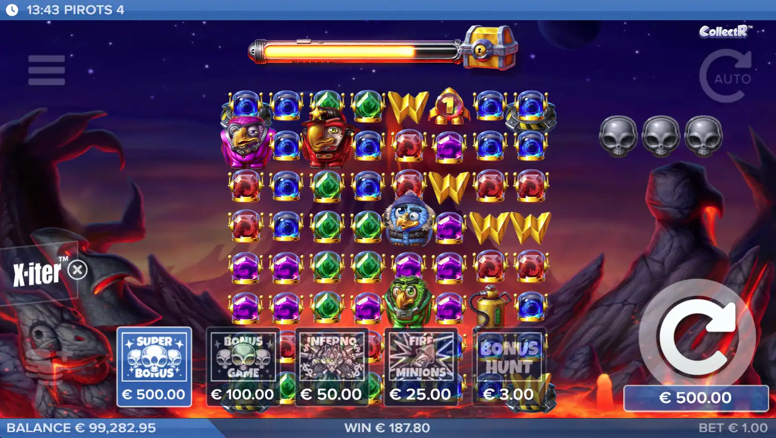 Pirots 4 gameplay start mode inferno